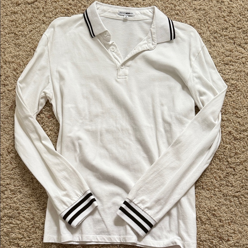 Fashion Nova White Polo with Black Accents